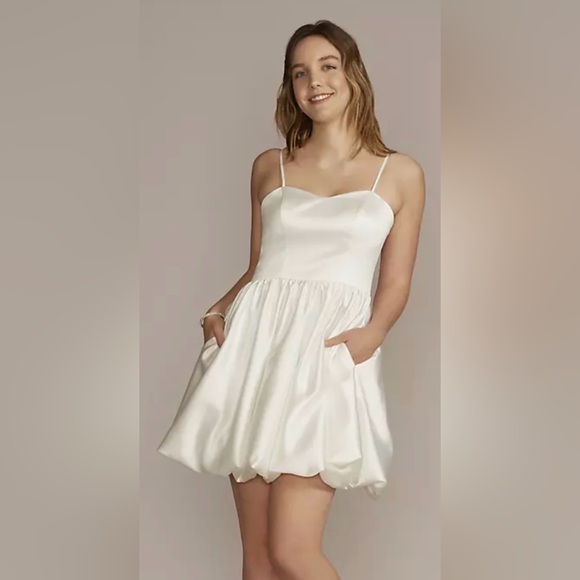David’s Bridal white short dress with Bubble hem! - Picture 5 of 7